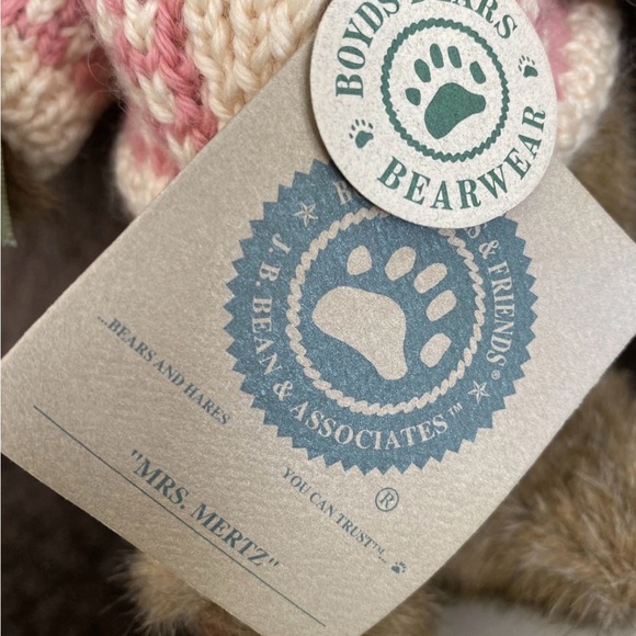 Boyds Bears Plush Teddy with Pink and Beige Outfit - Picture 2 of 3